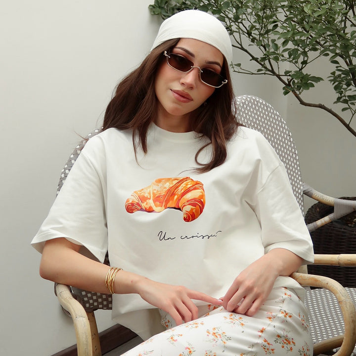 Damen lässiges Grafik T-Shirt mit weitem Schnitt Drune