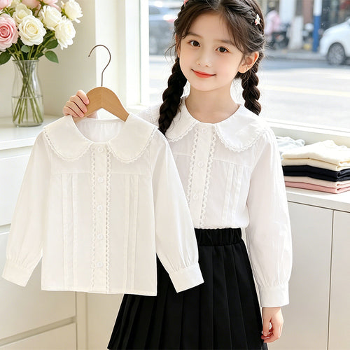 Mädchen Bluse mit Rüschendetails und klassischem Kragen Drune