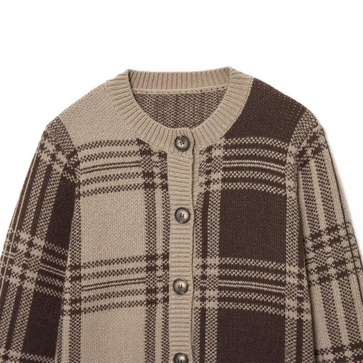 Damen gemütliche Karoknitted Cardigan Drune
