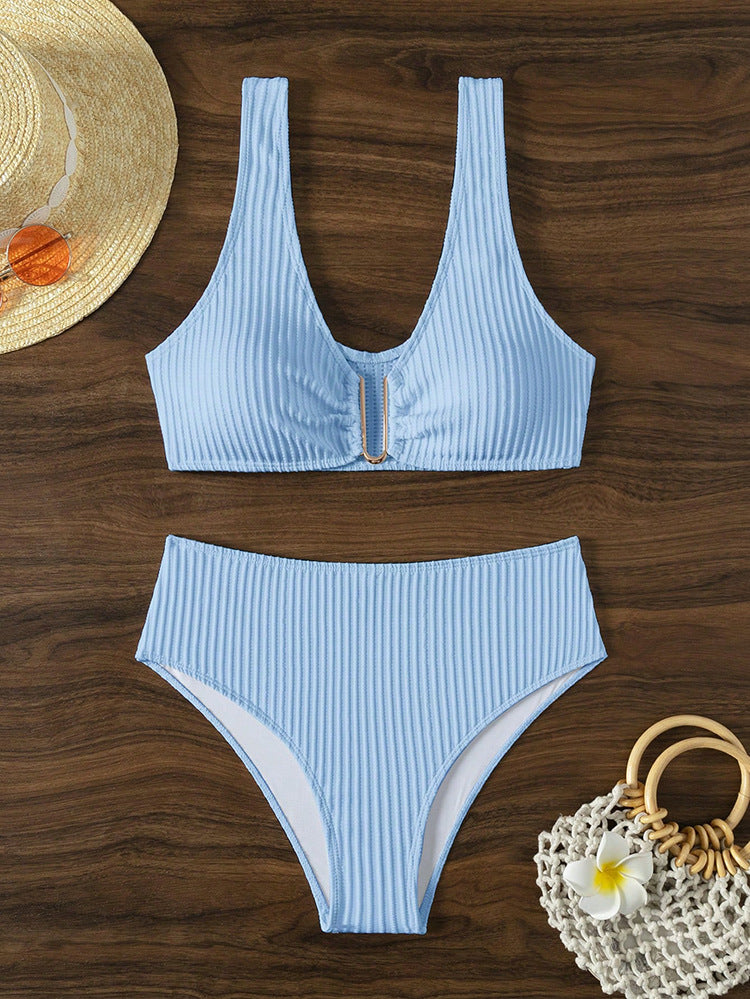 Damen Hochtailliertes Bikiniset mit eleganter Struktur Drune