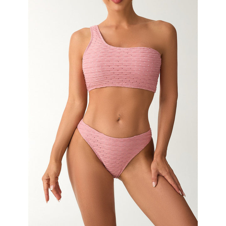 Damen Einseitiger Bikini mit elegantem Rippendesign und verstellbaren Trägern Drune