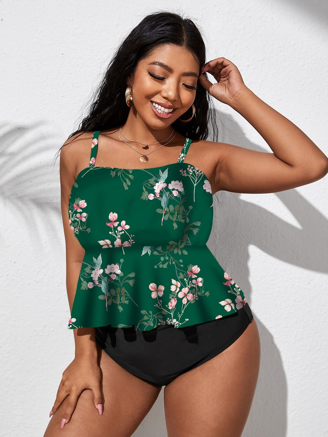 Damen Peplum-Badeoberteil mit floralem Design Drune