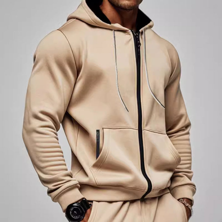 Herren gemütlicher Kapuzenpullover mit Reißverschluss und Taschen Drune