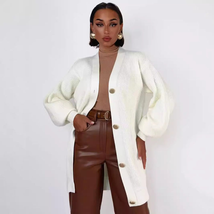 Damen Strickjacke mit oversized Schnitt und dekorativen Knöpfen Drune
