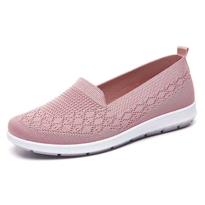 Damen nan nahtloser Strick-Slipper mit elastischem Einstieg und dämpfender EVA-Laufsohle Drune