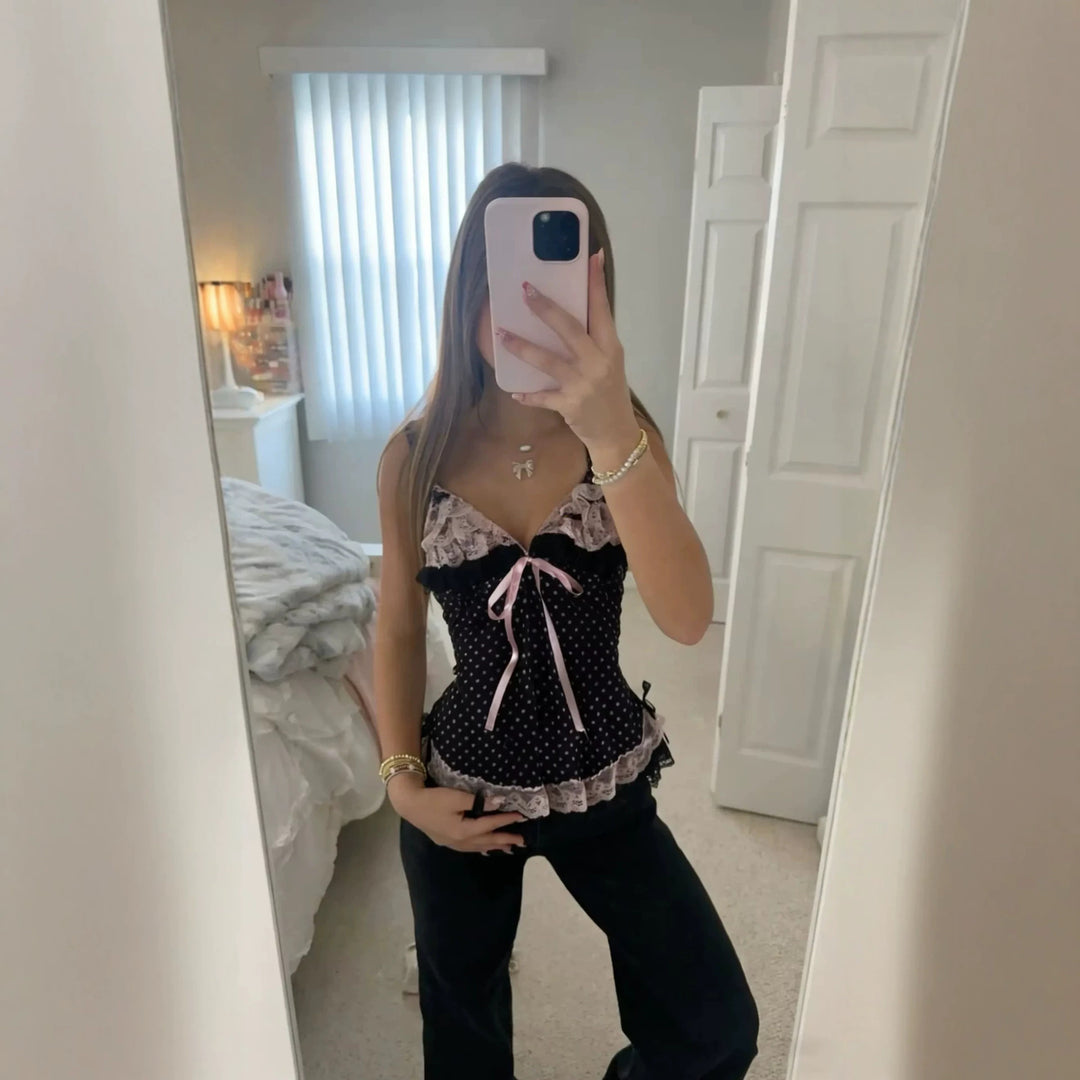 Damen verführerisches Schlafkleid mit Spitzenbesatz und Rüschendetails Drune