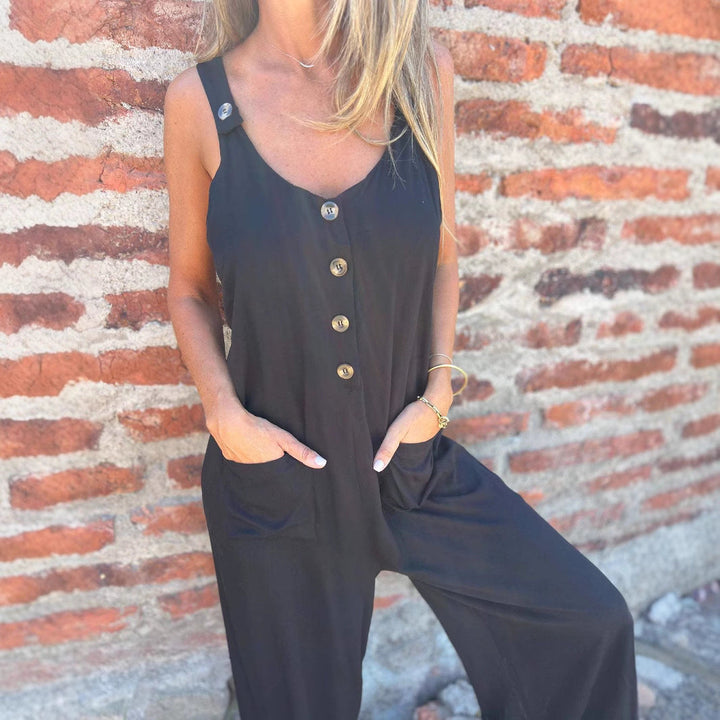 Damen Jumpsuit mit praktischen Taschen und Knopfdetail Drune