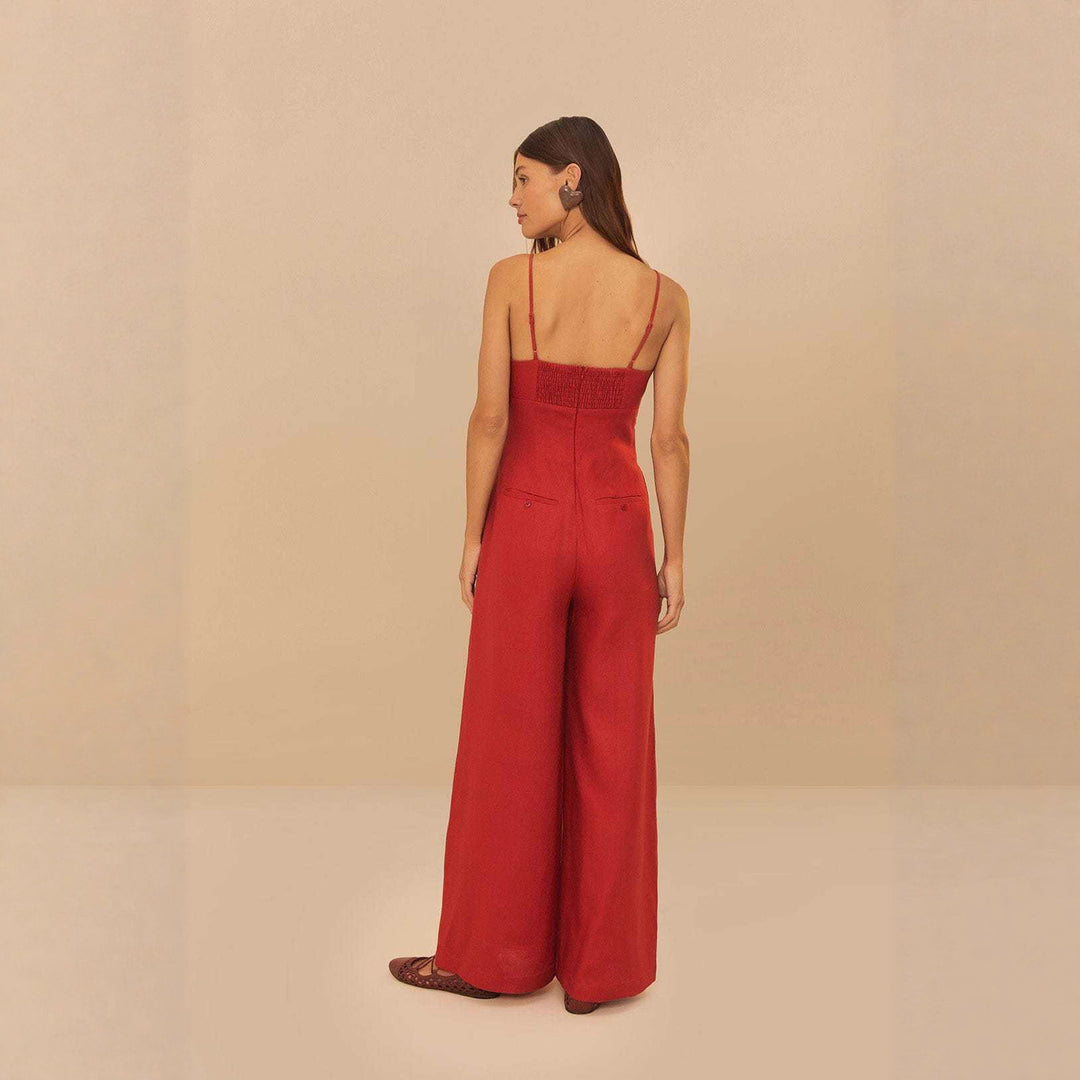 Damen Eleganter Jumpsuit mit voluminösen Rüschendetails und fließendem Schnitt Drune