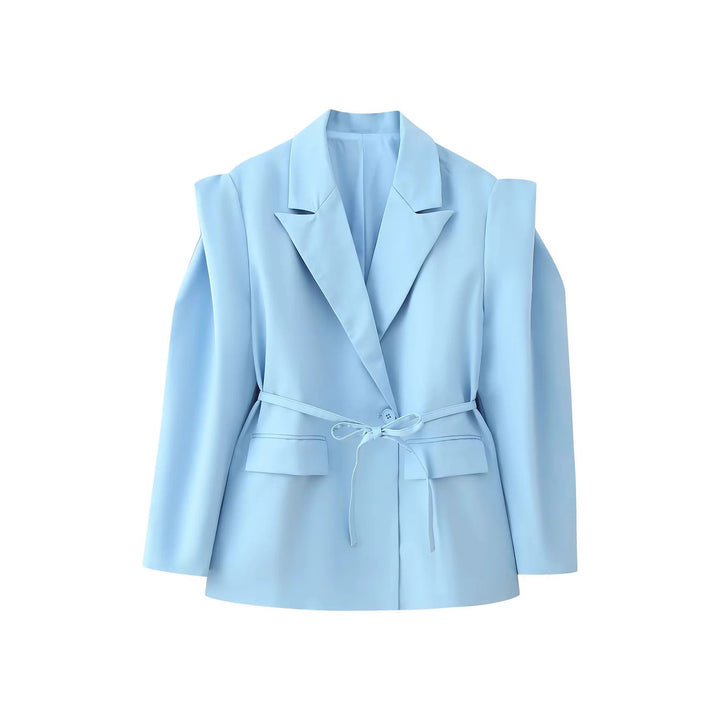 Damen Blazerjacke mit breiten Schultern und taillierbarem Gürtel Drune