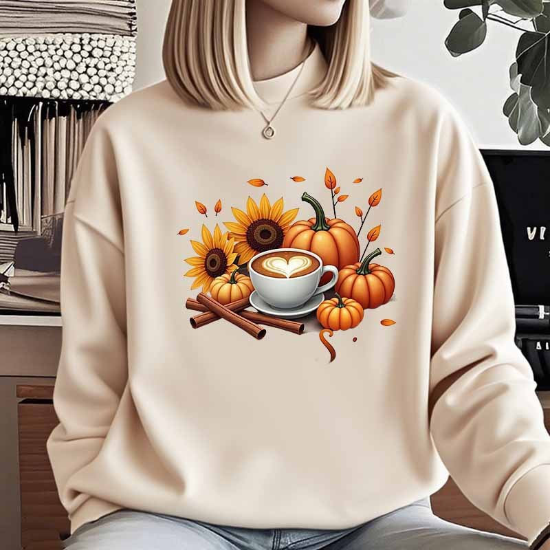Damen Sweatshirt mit herbstlichem Motiv und besonderem Druck Drune