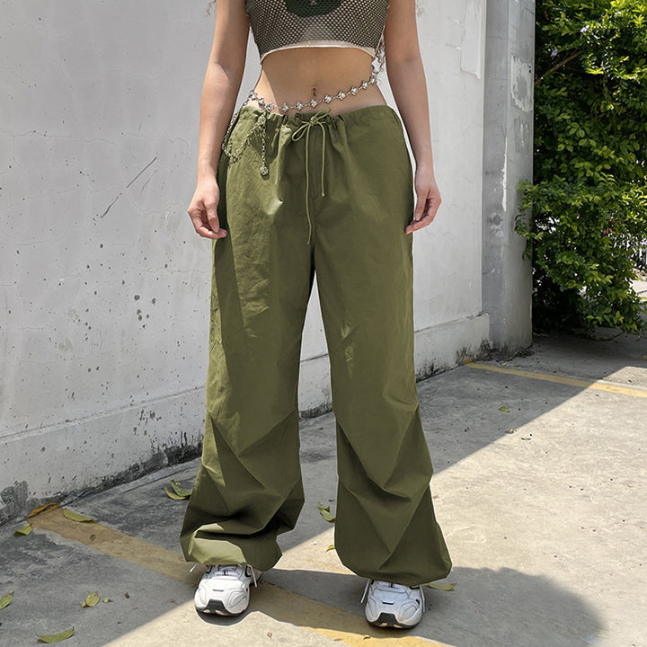 Damen weite Cargo-Hose mit elastischem Bund und praktischem Taschen-Design Drune
