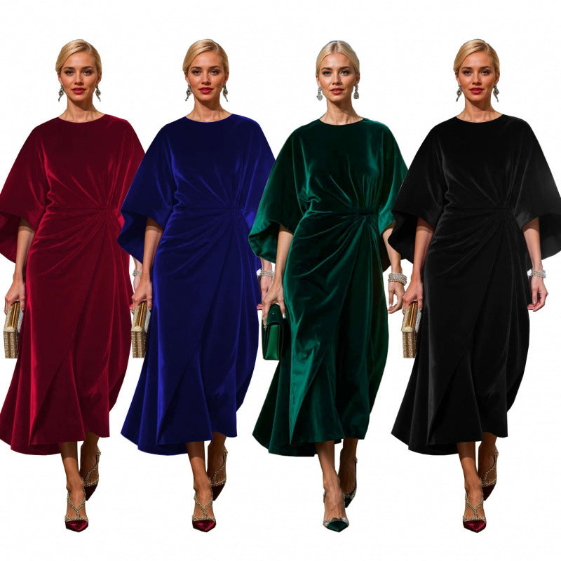 Damen Abendkleid im eleganten Samt-Design mit voluminösen Ärmeln und taillierter Silhouette Drune