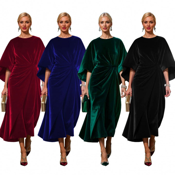 Damen Abendkleid im eleganten Samt-Design mit voluminösen Ärmeln und taillierter Silhouette Drune