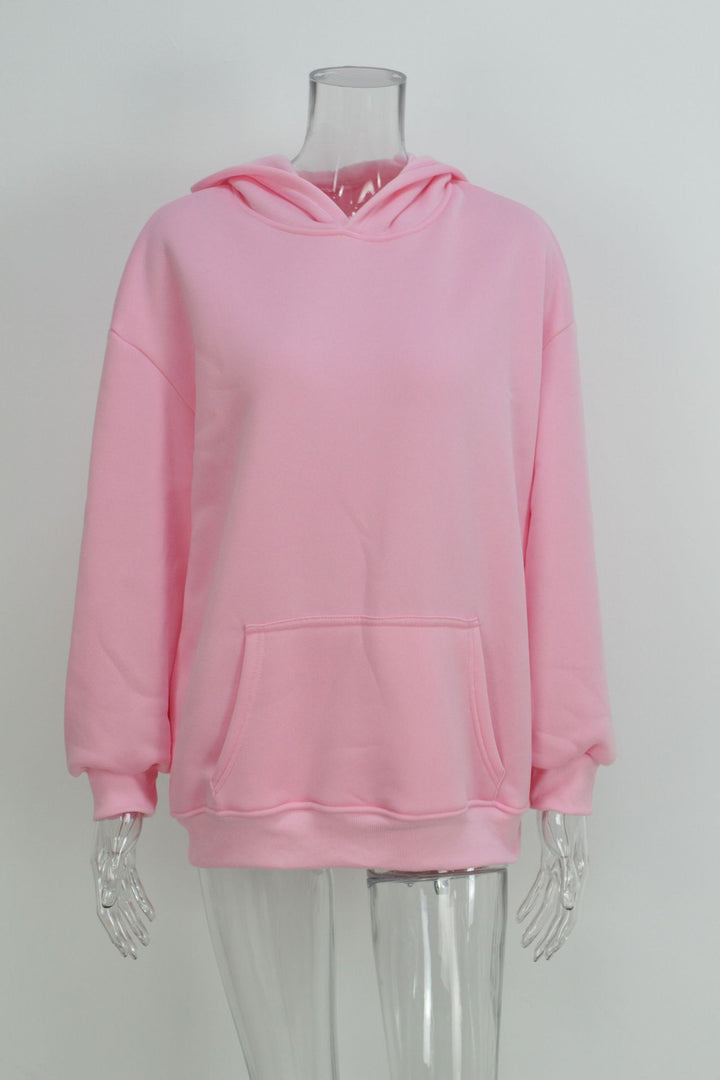 Damen nan weicher Oversize-Kapuzenpullover mit asymmetrischem Saum Kängurutasche und überschnittener Schulter Drune
