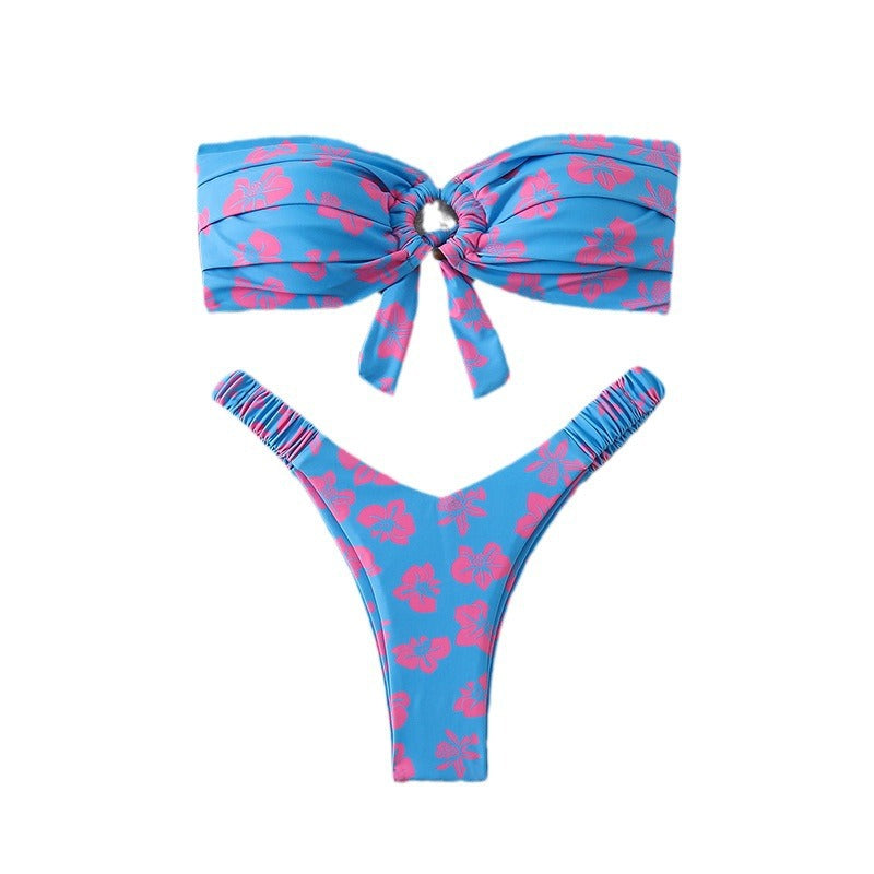 Damen Bandeau-Bikini mit raffiniertem Blumenmuster Drune