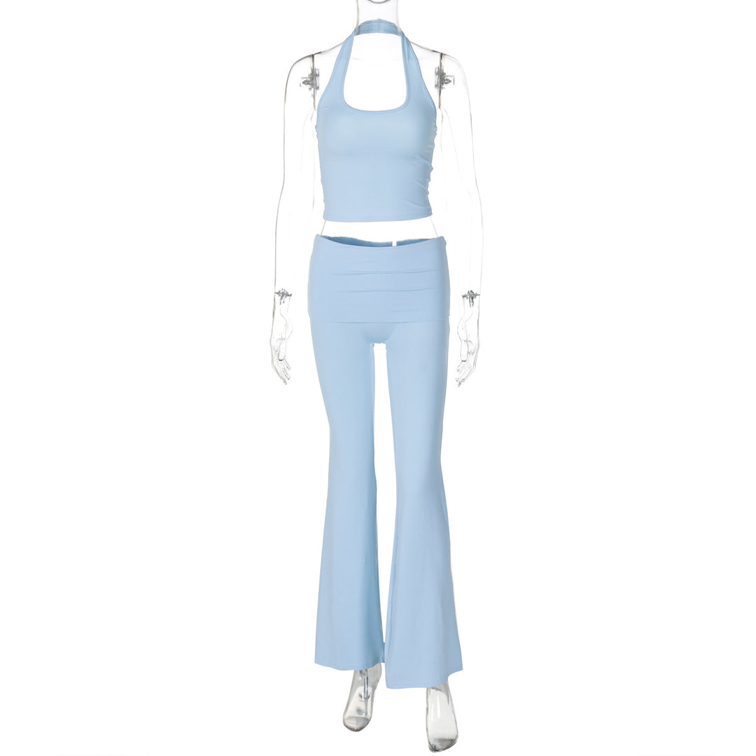 Damen Sportliches Set mit Haltertop und Flared Pants Drune
