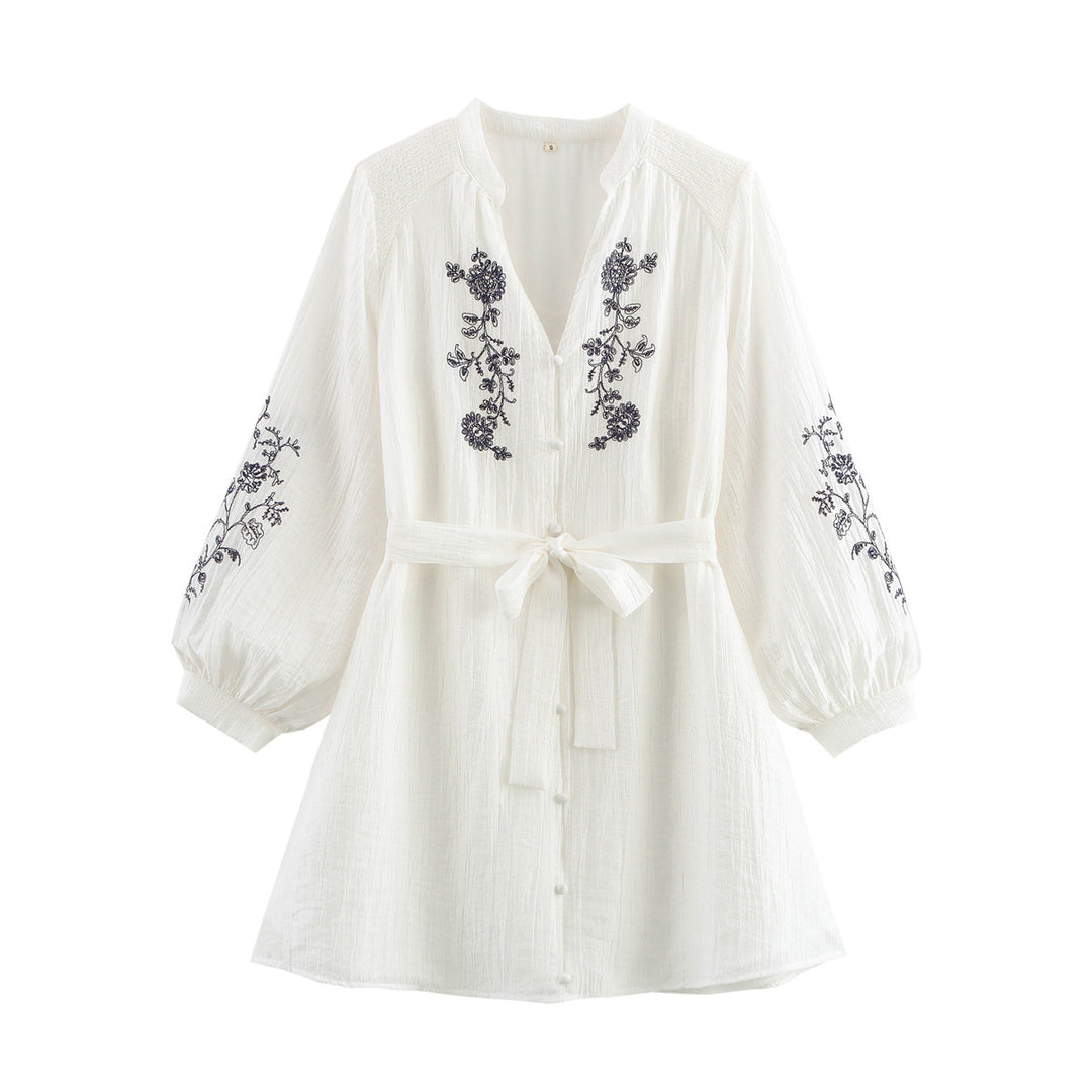 Damen elegante Bluse mit floralem Stickereidetail Drune
