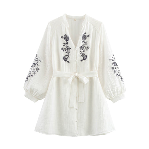 Damen elegante Bluse mit floralem Stickereidetail Drune