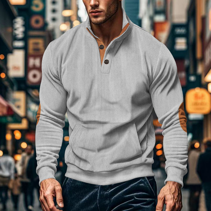 Herren Sportlicher Pullover mit praktischem Knopfverschluss und komfortablem Schnitt Drune