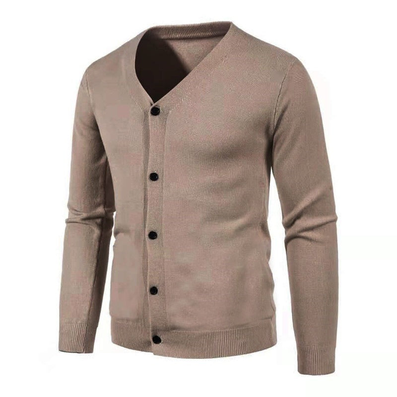 Herren stilvolle Strickjacke mit tiefem V-Ausschnitt und Knopfleiste Drune