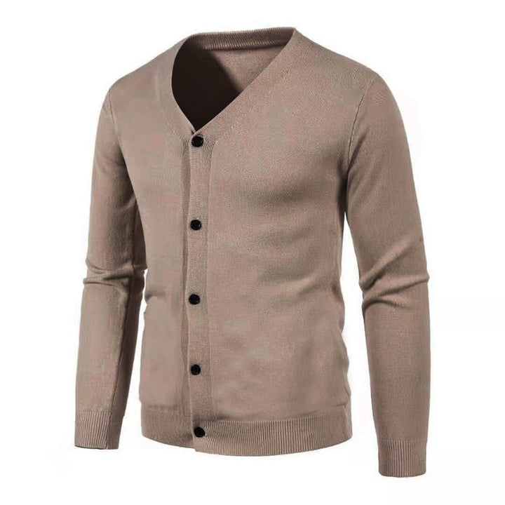 Herren stilvolle Strickjacke mit tiefem V-Ausschnitt und Knopfleiste Drune