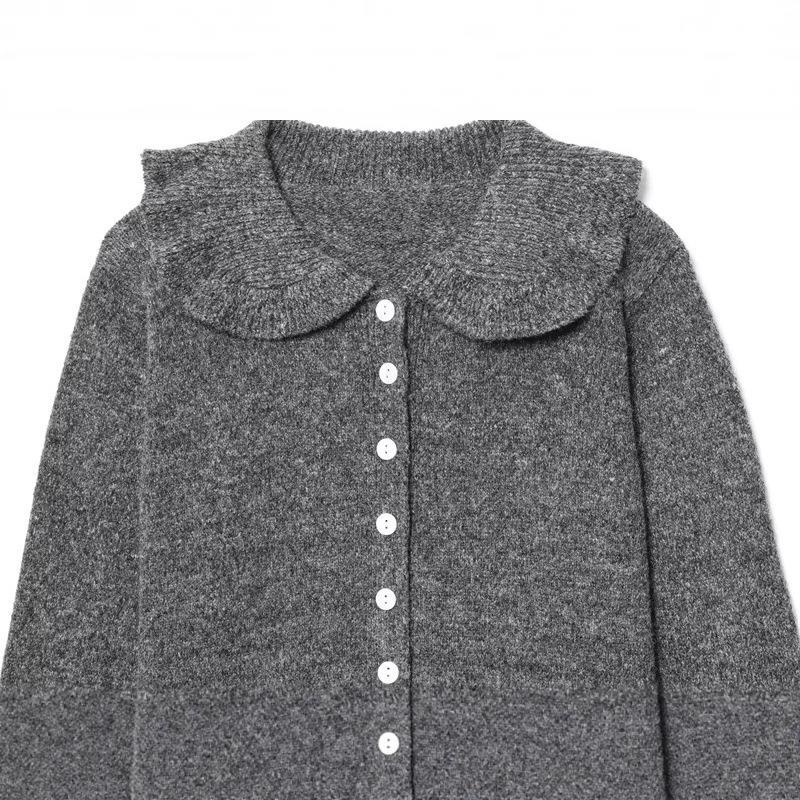 Damen Strickjacke mit klassischem Peter-Pan-Kragen und eleganten Knopfdetails Drune