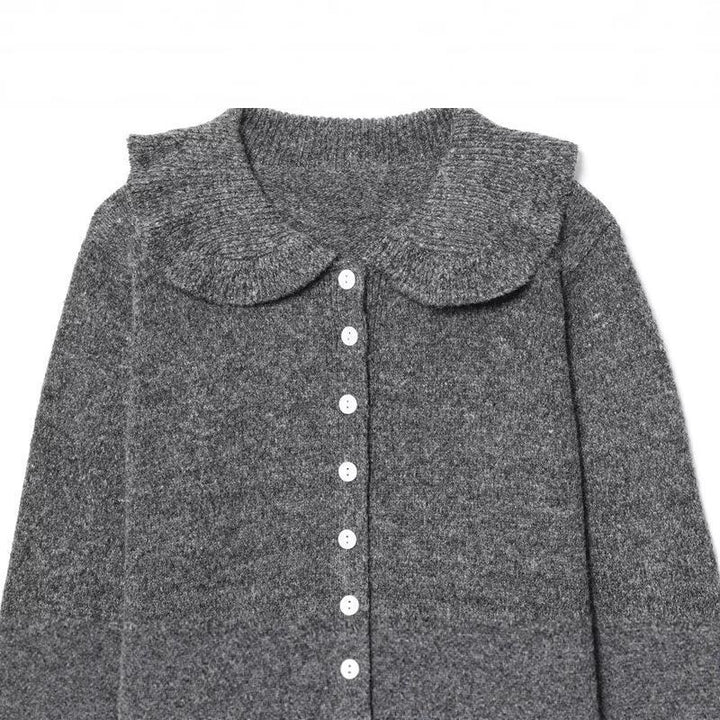 Damen Strickjacke mit klassischem Peter-Pan-Kragen und eleganten Knopfdetails Drune