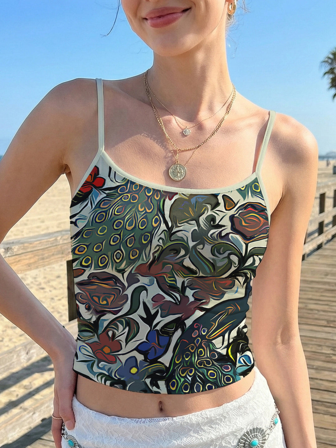 Damen ärmelloses Top mit lebhaftem Paisley-Muster Drune