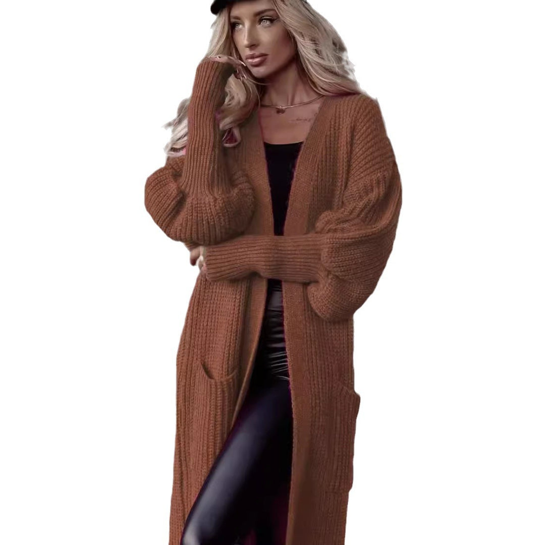 Damen Grober Strickmantel mit praktischen Taschen und lässigem Schnitt Drune