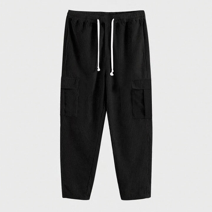 Herren Cargohose aus komfortablem Waffelmaterial mit verstellbarem Bund Drune