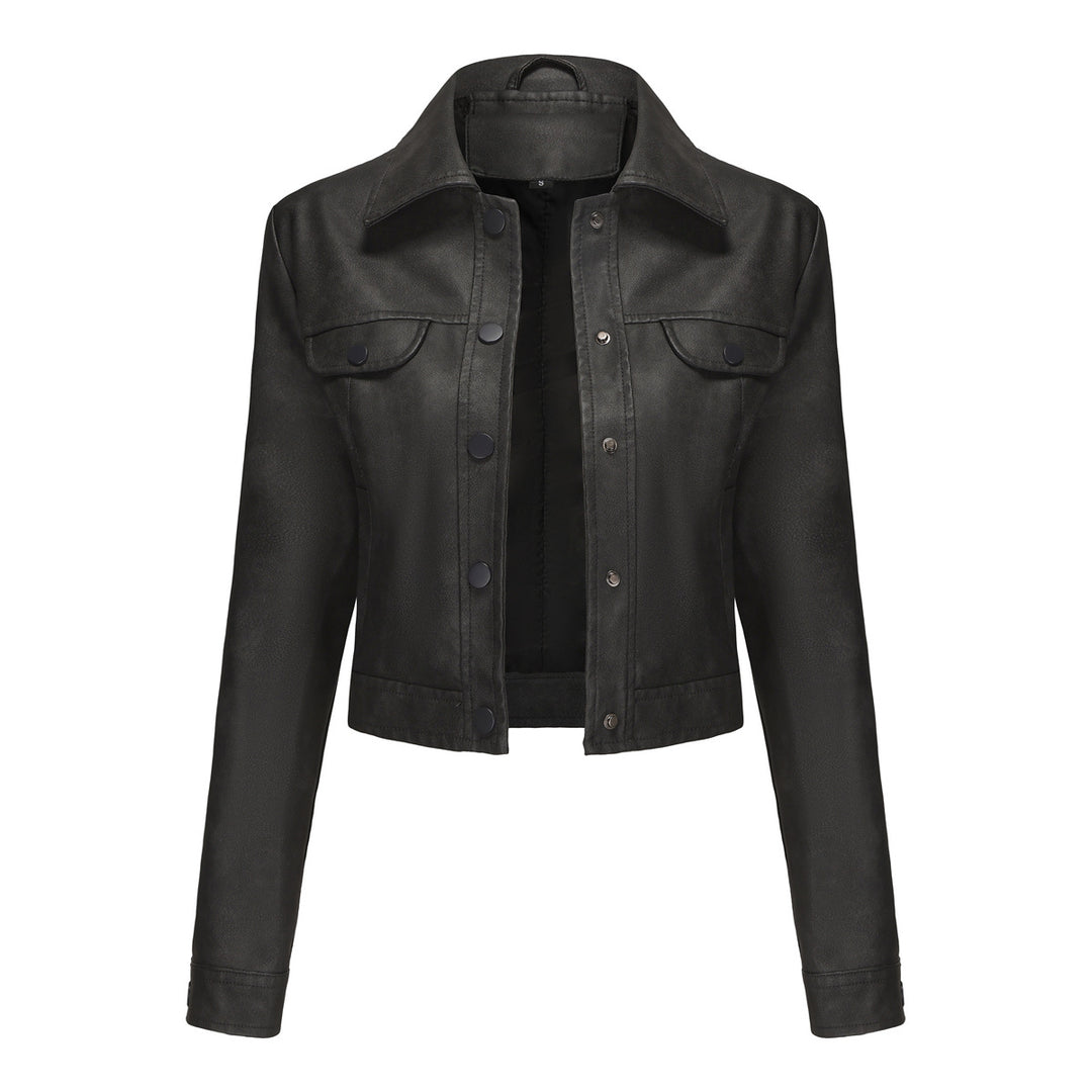 Damen modische kurz geschnittene Lederjacke Drune
