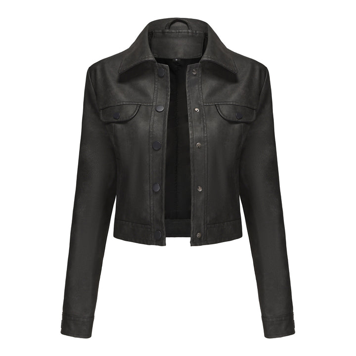 Damen modische kurz geschnittene Lederjacke Drune