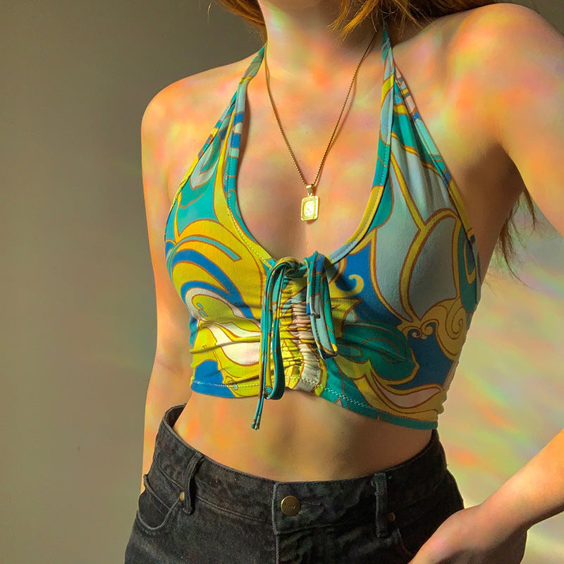 Damen trägerloses Crop-Top mit dekorativem Knoten Drune