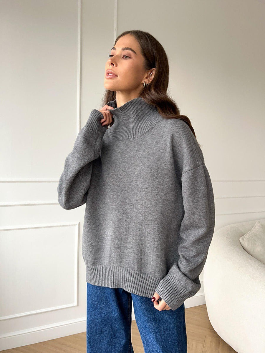 Damen Pullover mit hochschließendem Kragen und lässigem Schnitt Drune