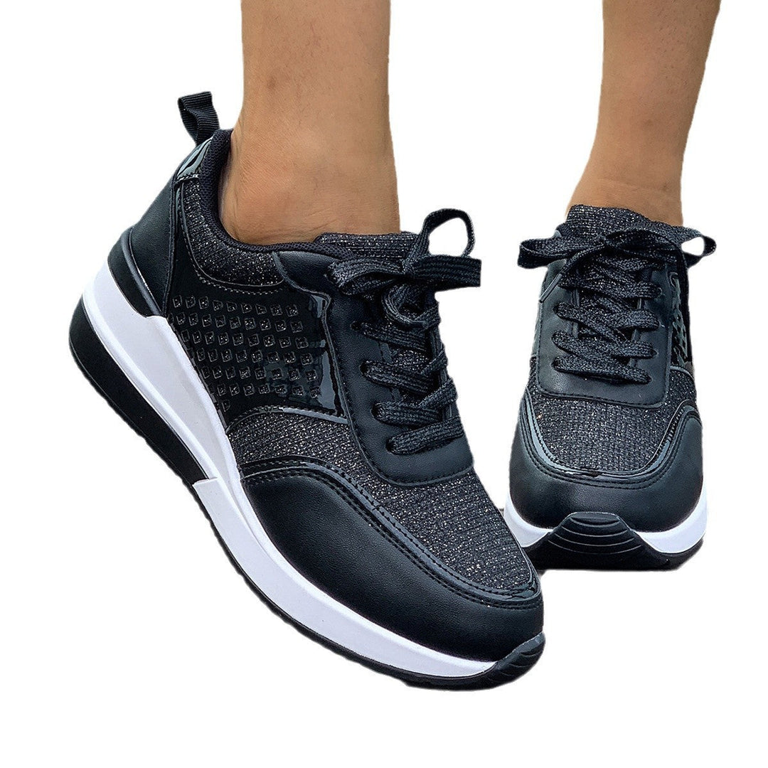 Damen modische Sneakers mit atmungsaktivem Obermaterial und eleganten Glitzerakzenten Drune
