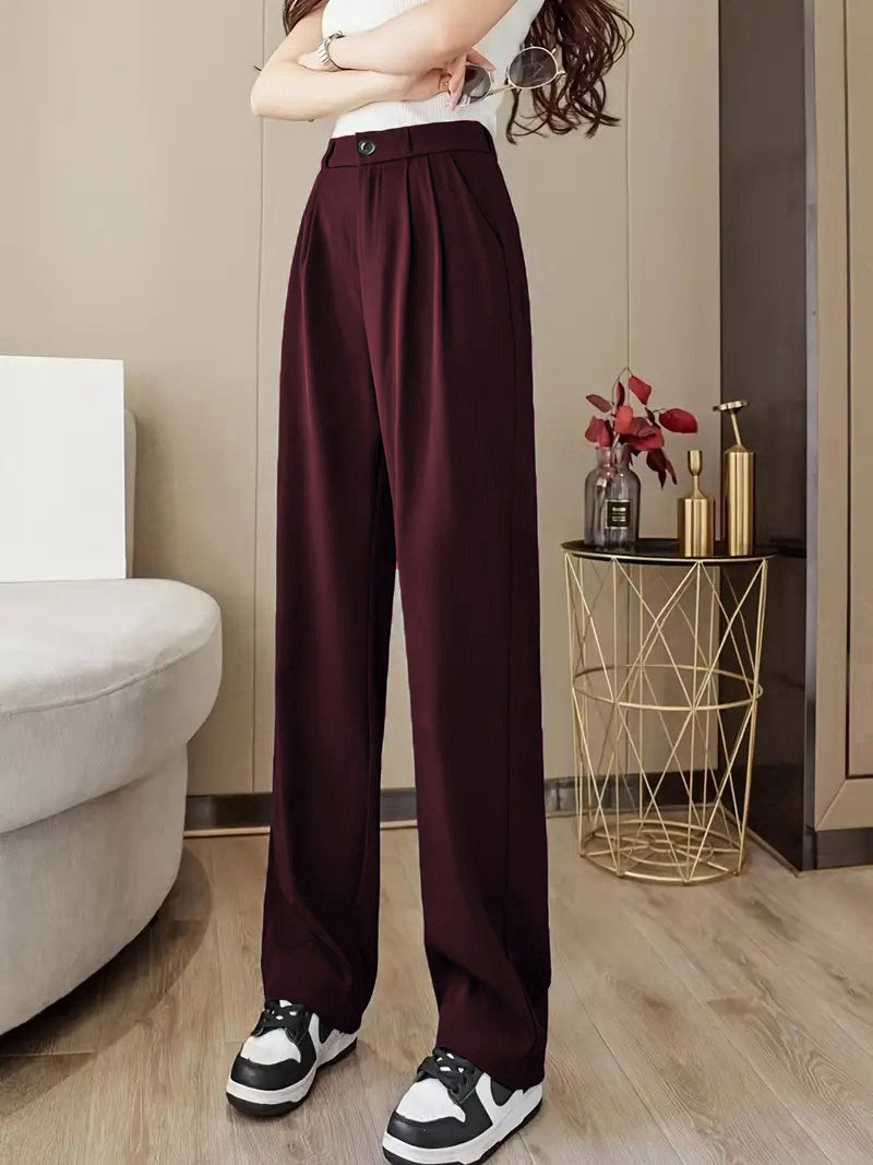 Damen weite High-Waist Hose mit Falten Drune