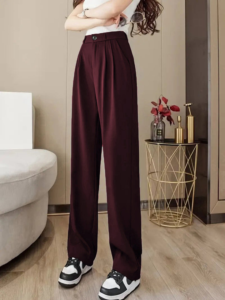 Damen weite High-Waist Hose mit Falten Drune