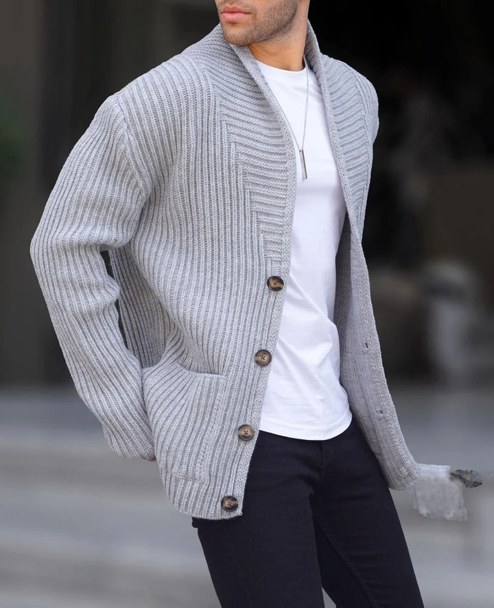 Herren Strickjacke mit tiefem Ausschnitt und knöpfen Drune