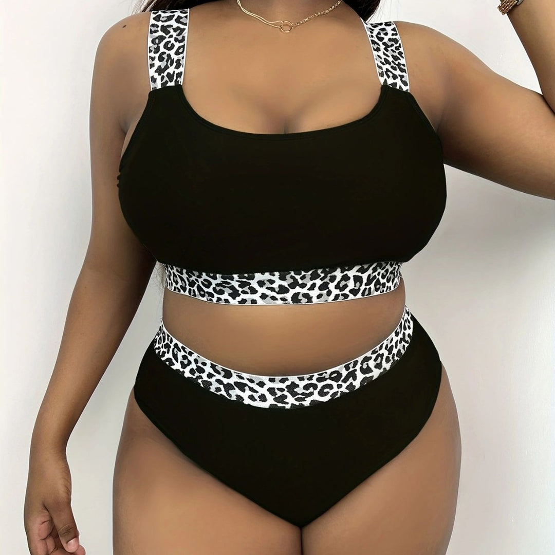 Damen Hochgeschnittenes Bikini-Set mit trendigem Tiermuster Drune