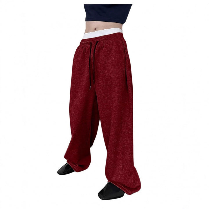 Damen nan weite Oversize Jogginghose mit tiefem Schritt, elastischem Bund und Kordelzug Drune