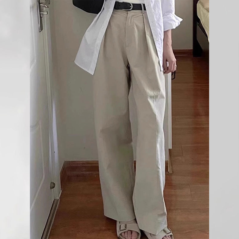 Damen Hoch geschnittene, weit geschnittene Stoffhose Drune