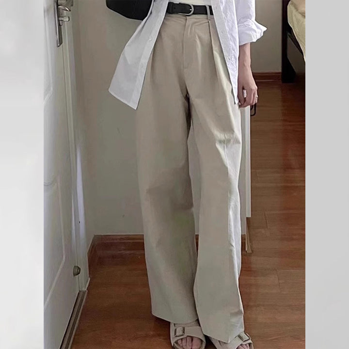 Damen Hoch geschnittene, weit geschnittene Stoffhose Drune