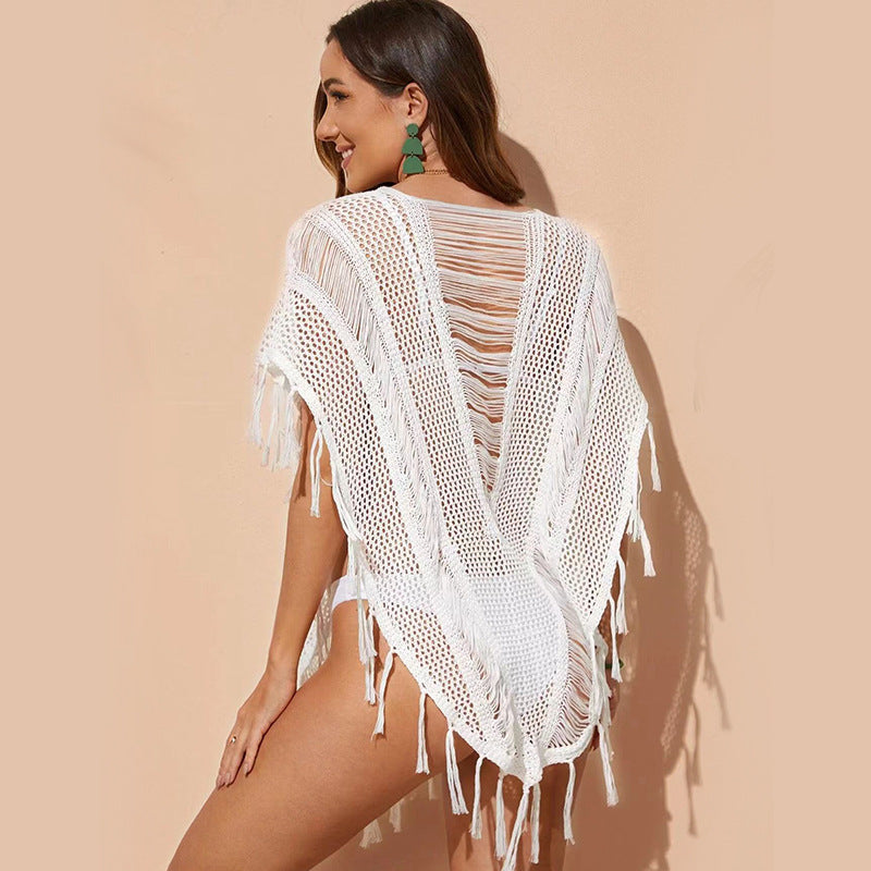 Damen gehäkelter Strandponcho Drune