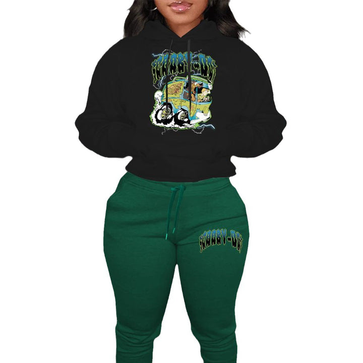 Herren Hoodie- und Jogginghose-Set mit avantgardistischem Grafikdesign und bequemer Passform Drune