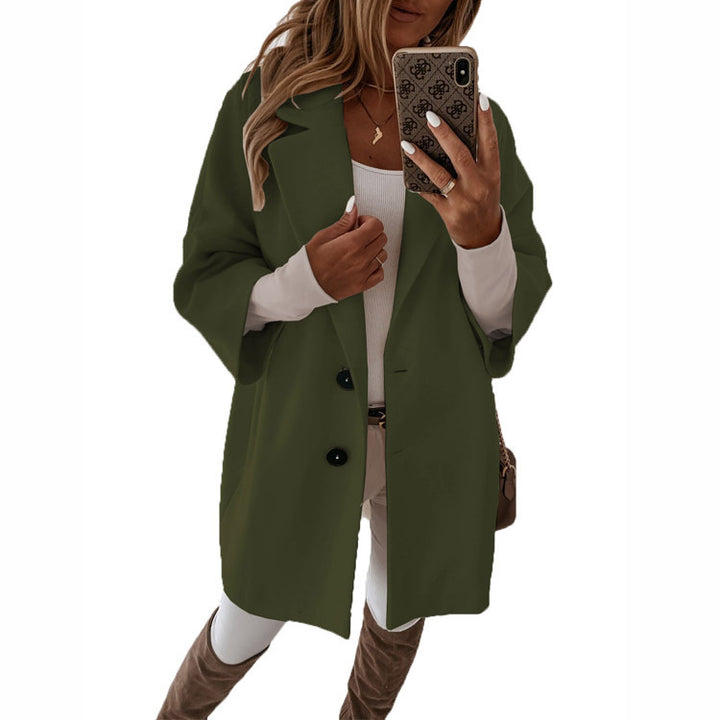 Damen Oversized-Blazerjacke mit eleganter Schnittführung und kontrastierenden Knopfdetails Drune