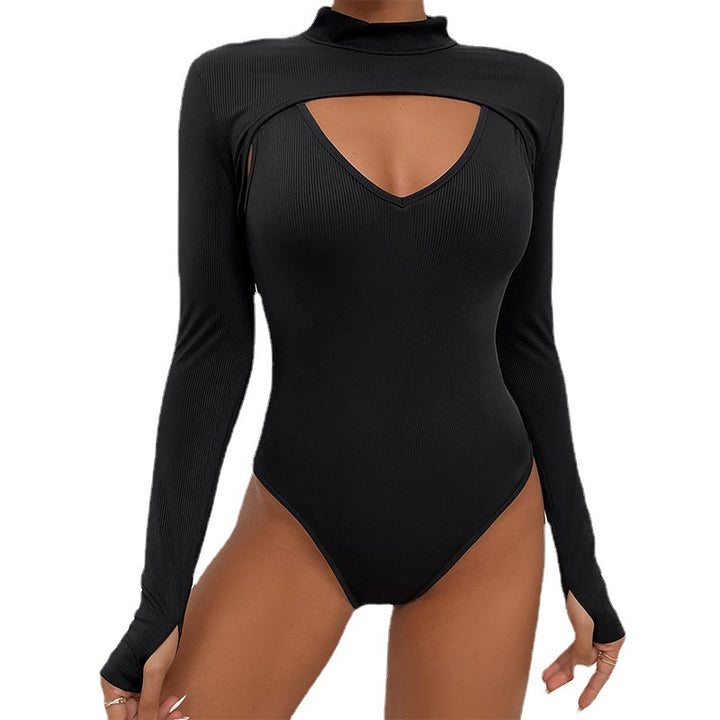 Damen Langarmbody mit modischem Cut-Out und hochgeschlossenem Design Drune