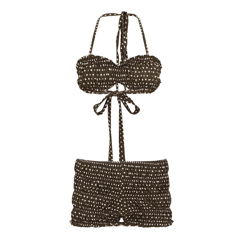 Damen Bikini-Set mit bezauberndem Rüschendetail und modischem Punktemuster Drune