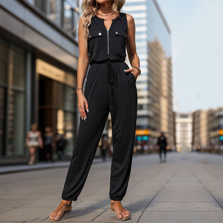 Damen Jumpsuit mit praktischen Taschen und verstellbarem Taillenzug Drune