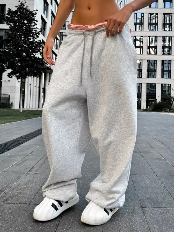 Damen nan oversized Sweathose mit breitem Bund und Kordelzug Drune