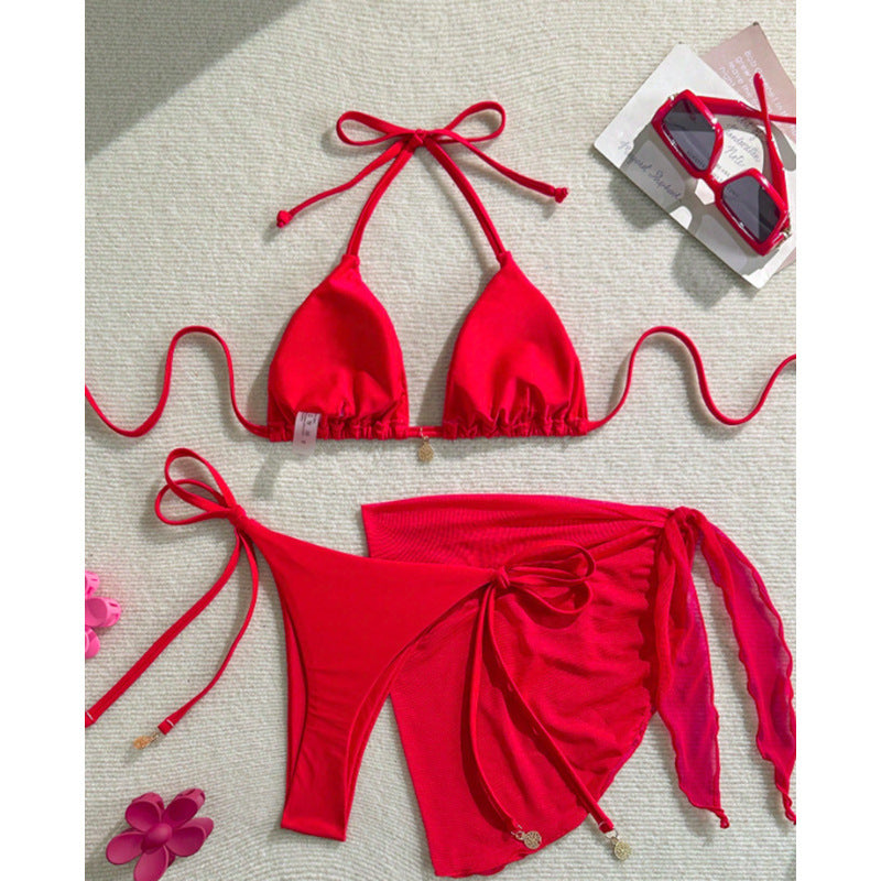 Damen Bikiniset mit modischem Wickelrock und raffinierten Bindebändern Drune
